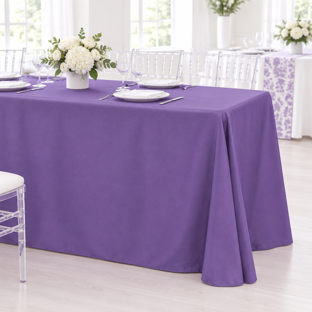 Economy Polyester Tablecloth 90"x156" Oblong Rectangular - Purple.