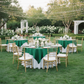 Emerald Green Satin 72x72 Overlay – Outdoor Wedding Reception