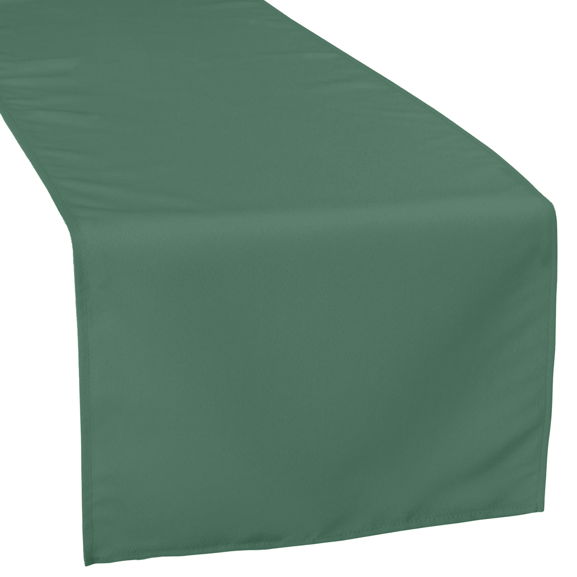 Polyester table runner eucalyptus close up