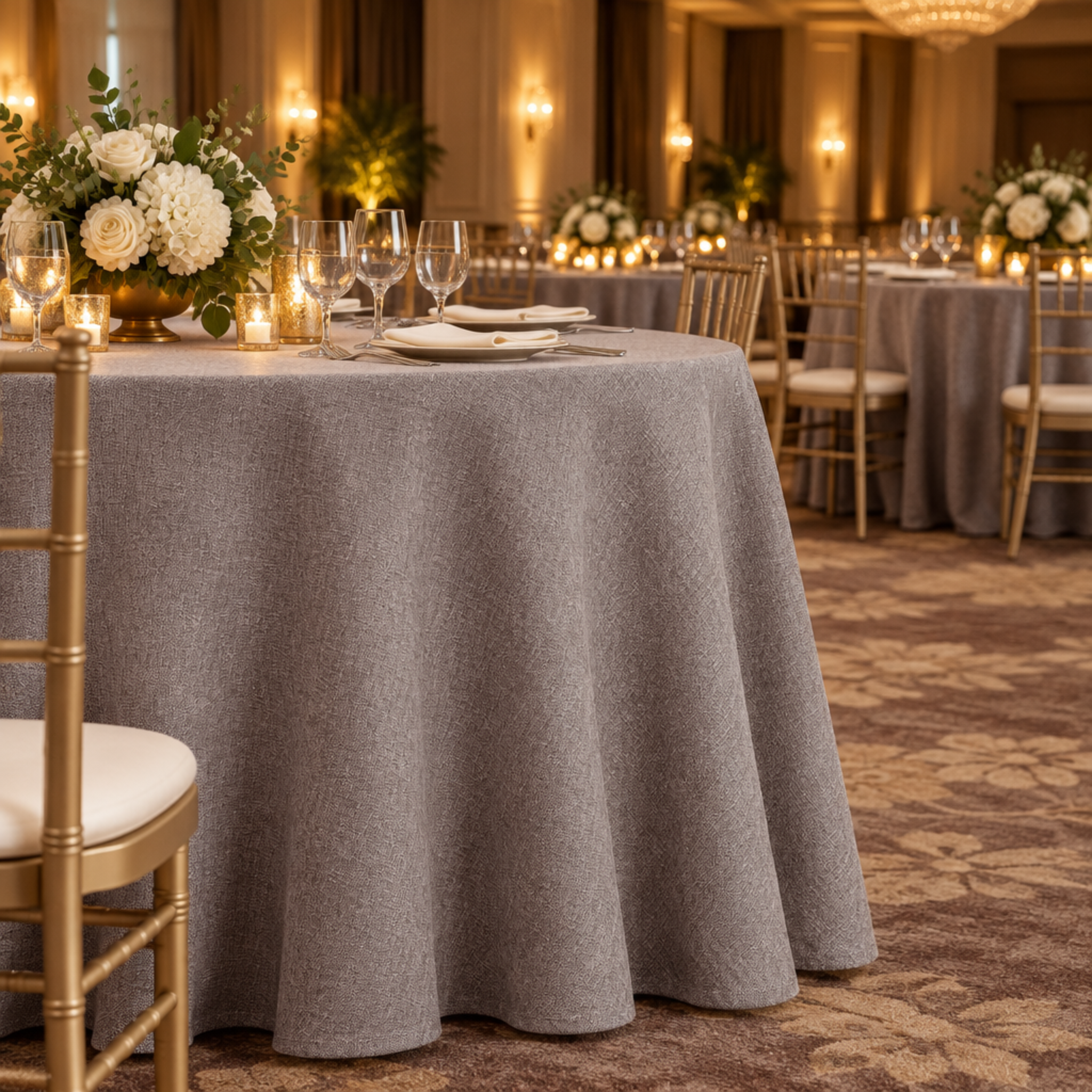 Evening gala tablecloth scene