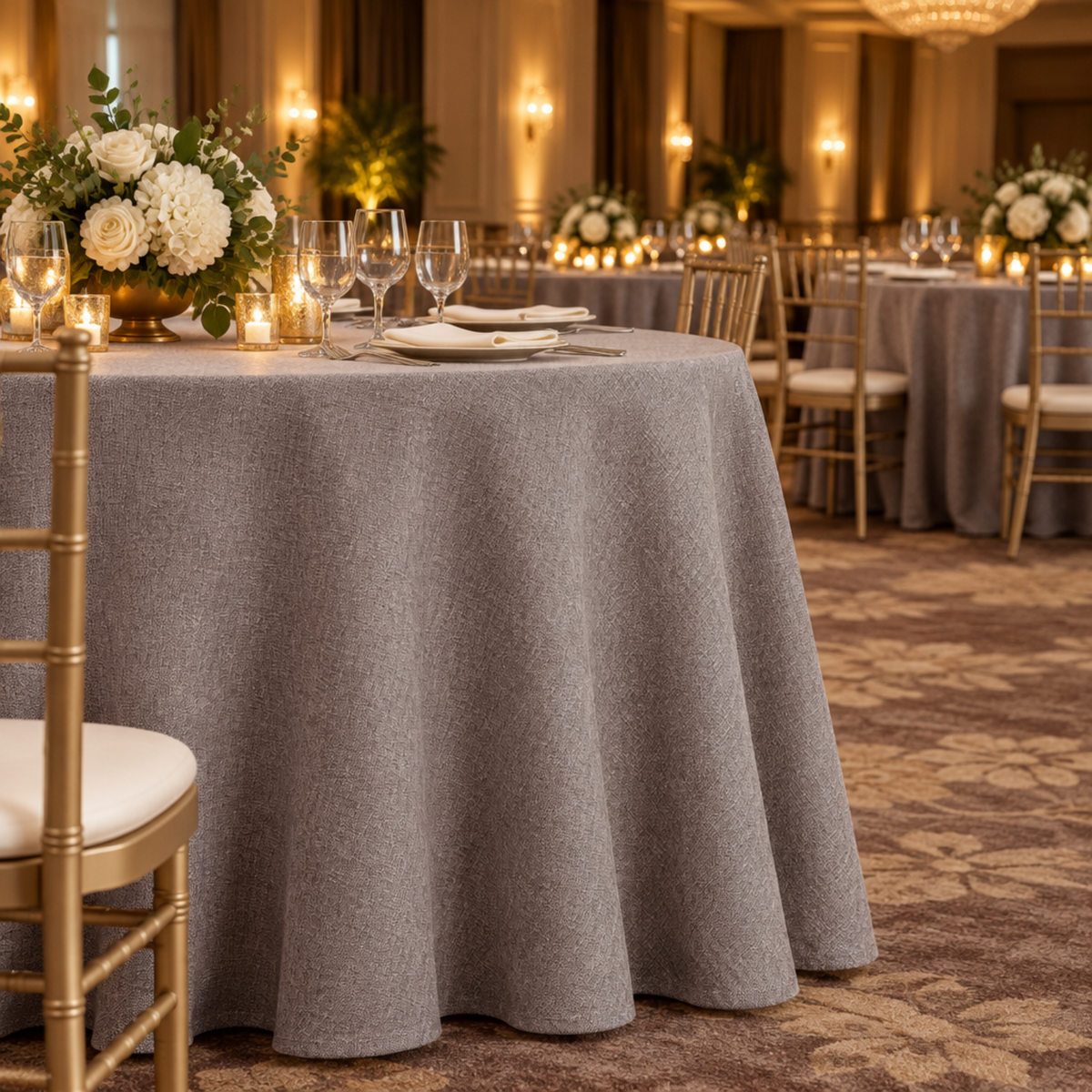 Evening gala tablecloth scene