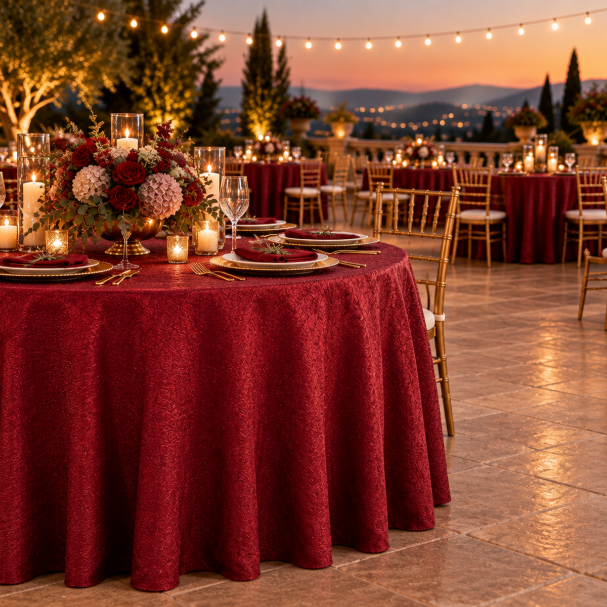 Evening terrace, wide low angle