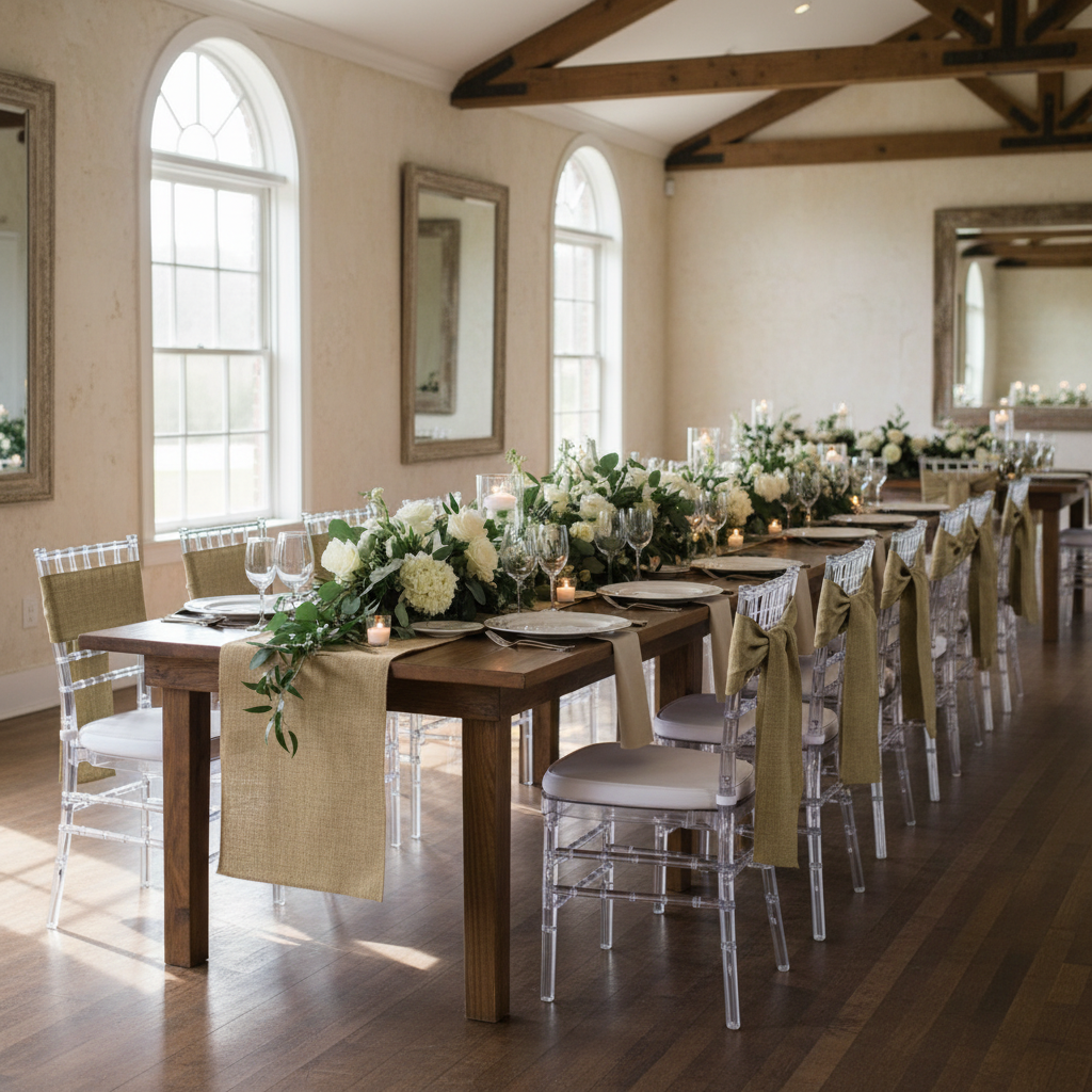 Faux Burlap Chair Sash - Natural Tan