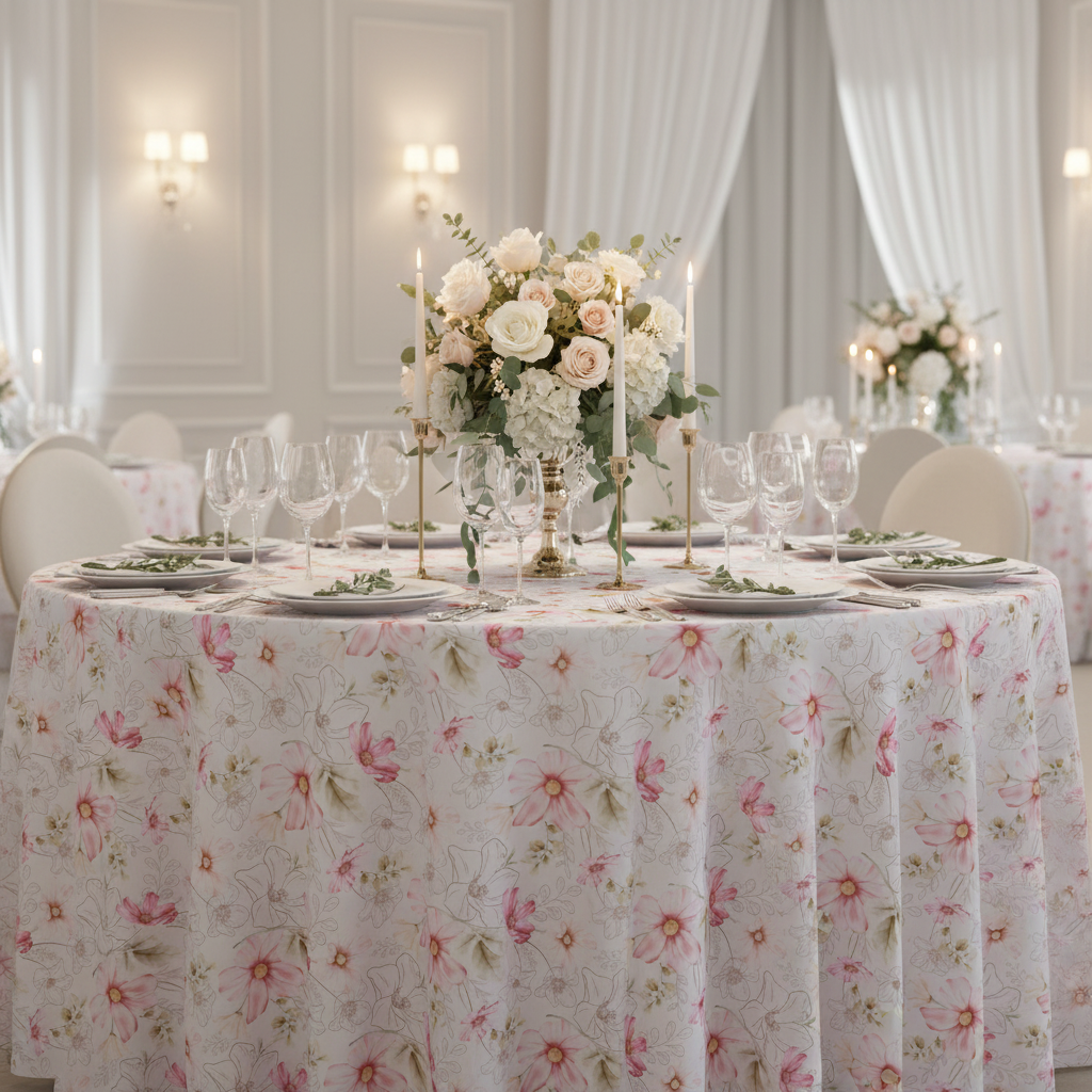 Floral Haze 108" Round Tablecloth Mockup
