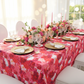 Floral Peony Roses Rectangular Tablecloth Fuchsia Mockup