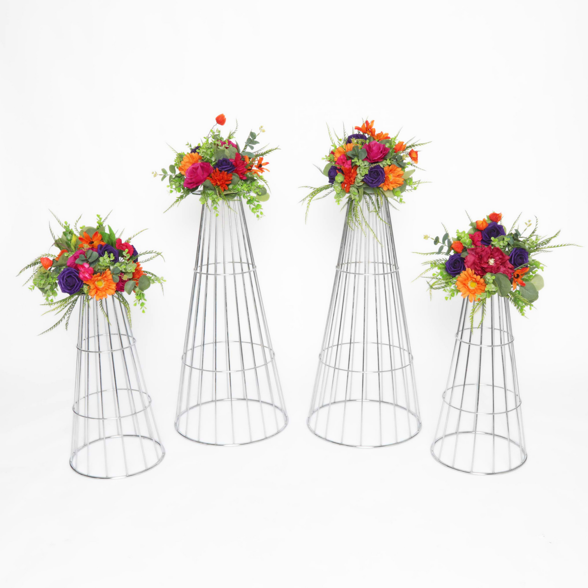 Flower Centerpiece Pedestal Stands (4 pcs/set) - Silver