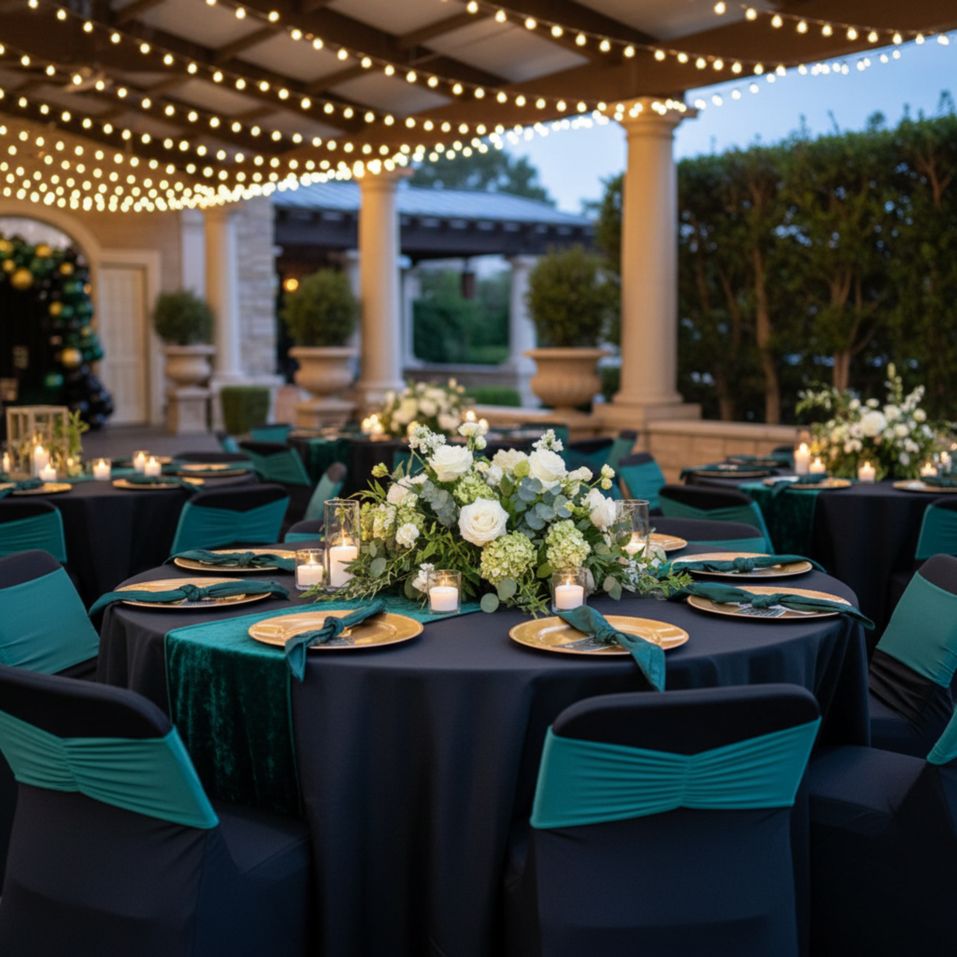 Formal Banquet Emerald Green Ruffled Spandex Chair Band