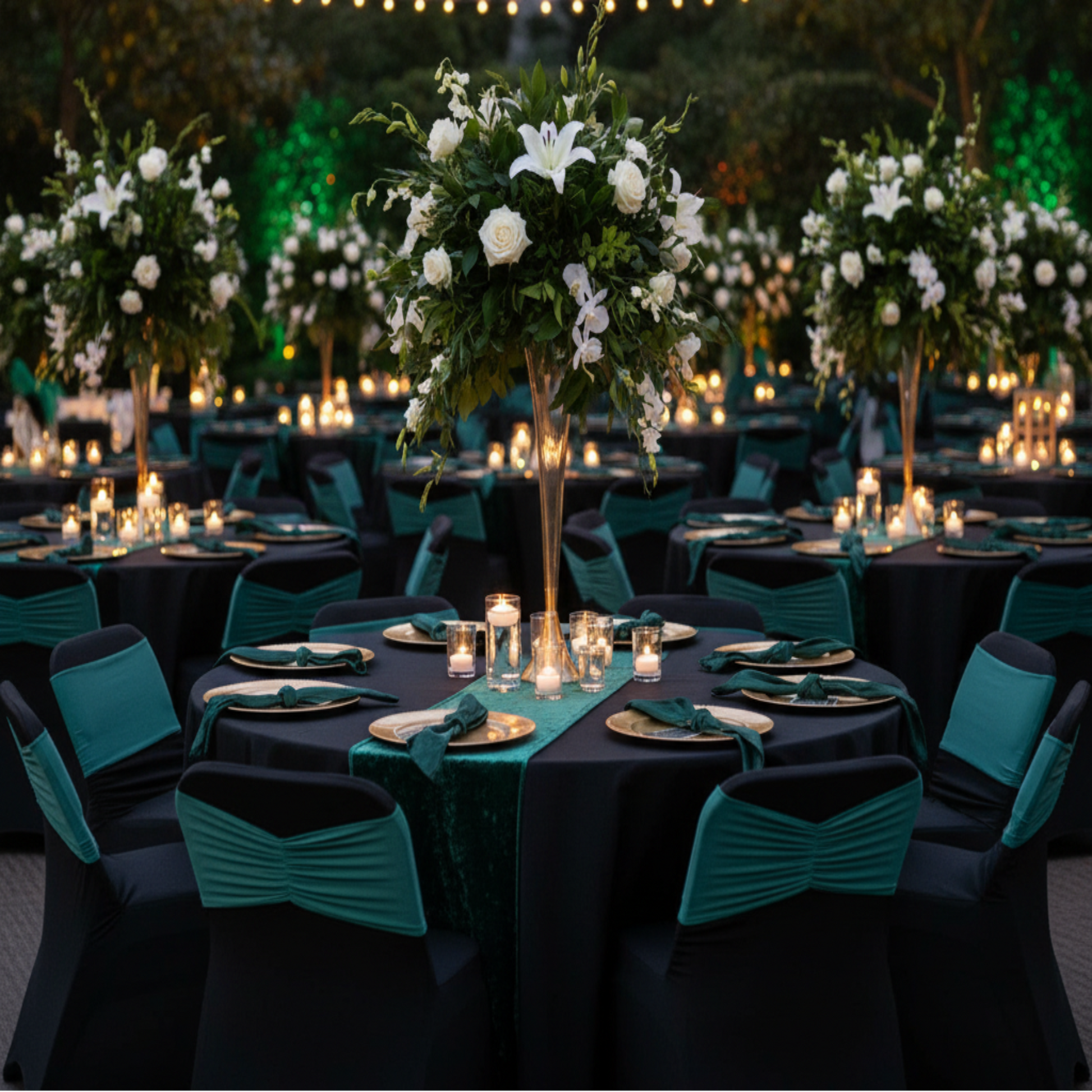 Formal Event Emerald Green Ruffled Spandex Chair Band