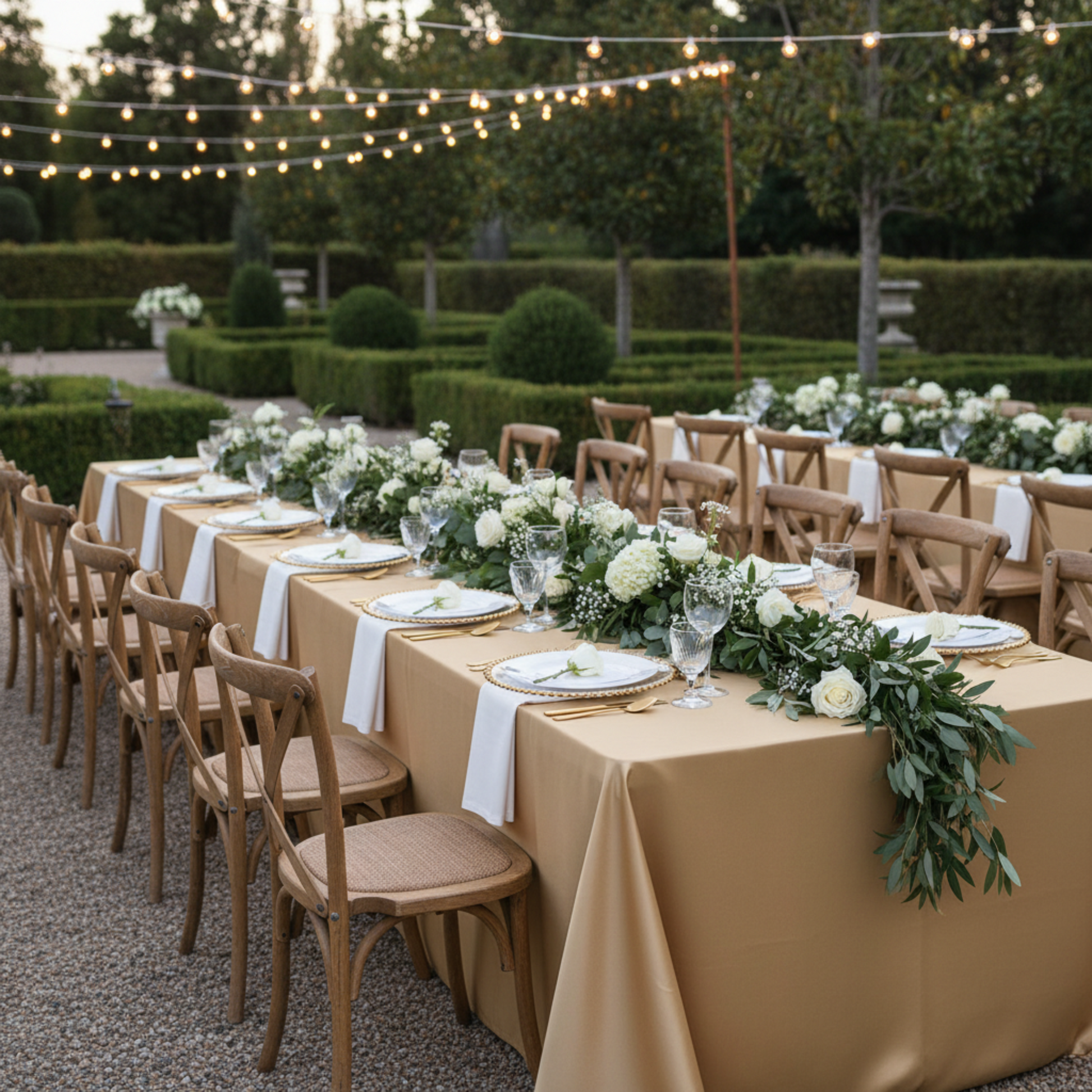 Formal Outdoor Gold Antique Lamour Satin 90x156 Rectangular Oblong Tablecloth 