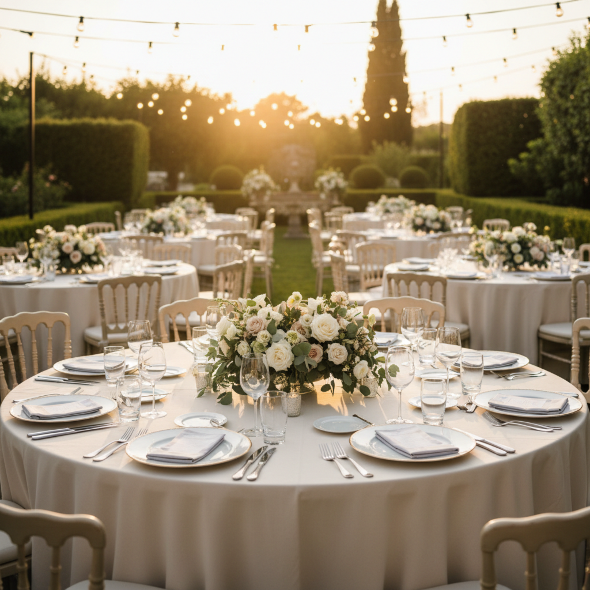 Formal Outdoor Banquet Reception – 20x20 Premium Polyester Napkin - Gray/Silver