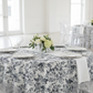 French Toile 132" Round Tablecloth - Black.