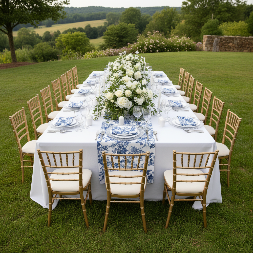 French Toile 20"x20" Linen Napkin (5pc/pk) - Blue.
