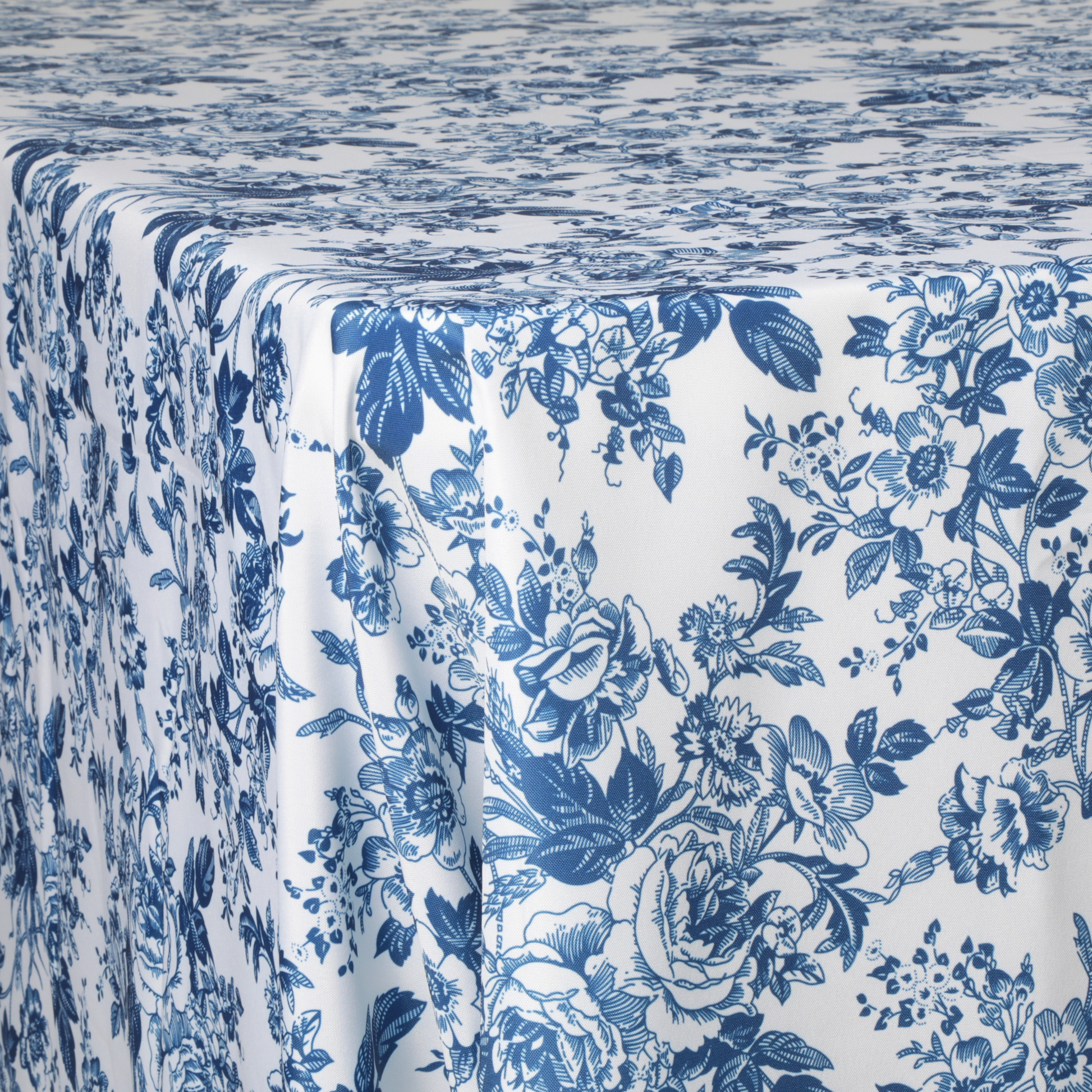 French Toile 90"x132" Rectangular Tablecloth - Blue