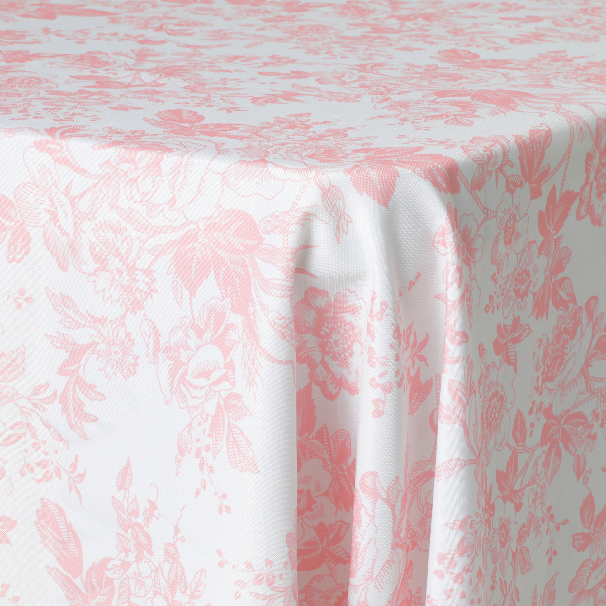 French Toile 60"x120" Rectangular Tablecloth - Coral