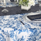 French Toile 120" Round Tablecloth - Blue