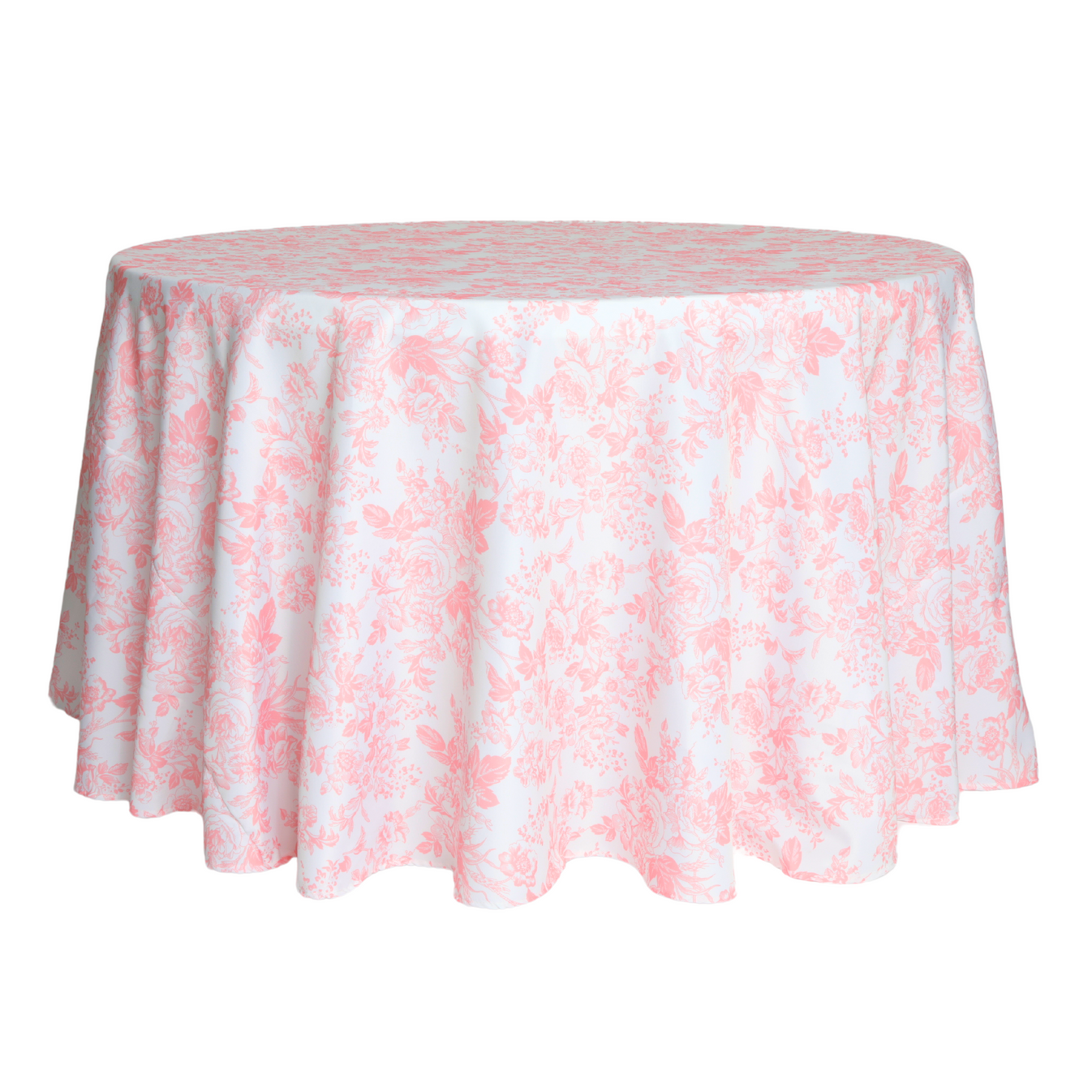 French Toile 120" Round Tablecloth Coral CV Linens