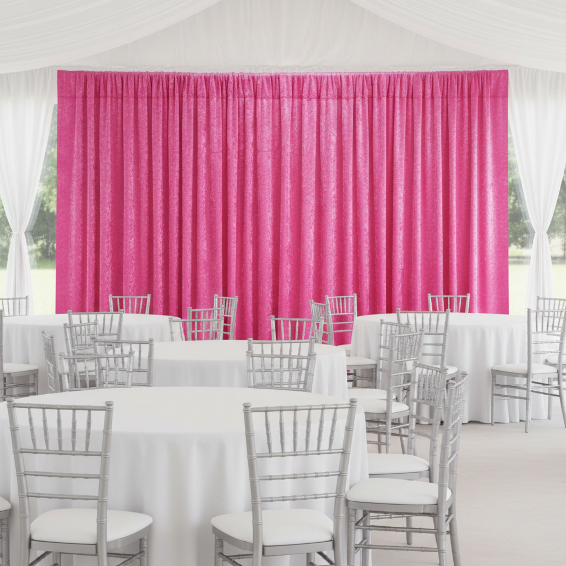 Fuchsia Velvet Drape Outdoor Tent