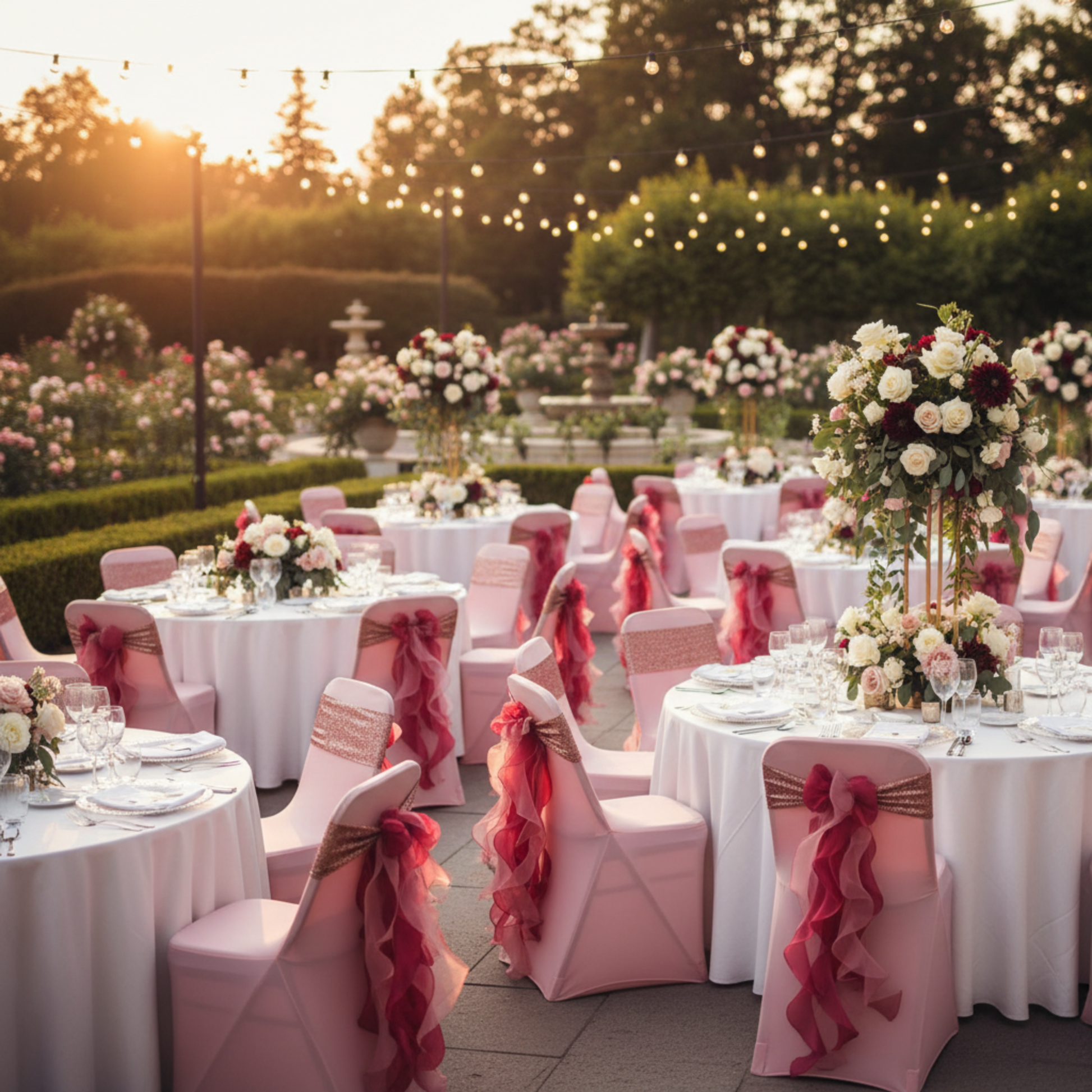 Fuchsia Curly Willow Chair Sash – Banquet Reception