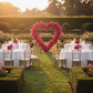 Fuchsia Floral 3D Heart Backdrop – Outdoor Wedding