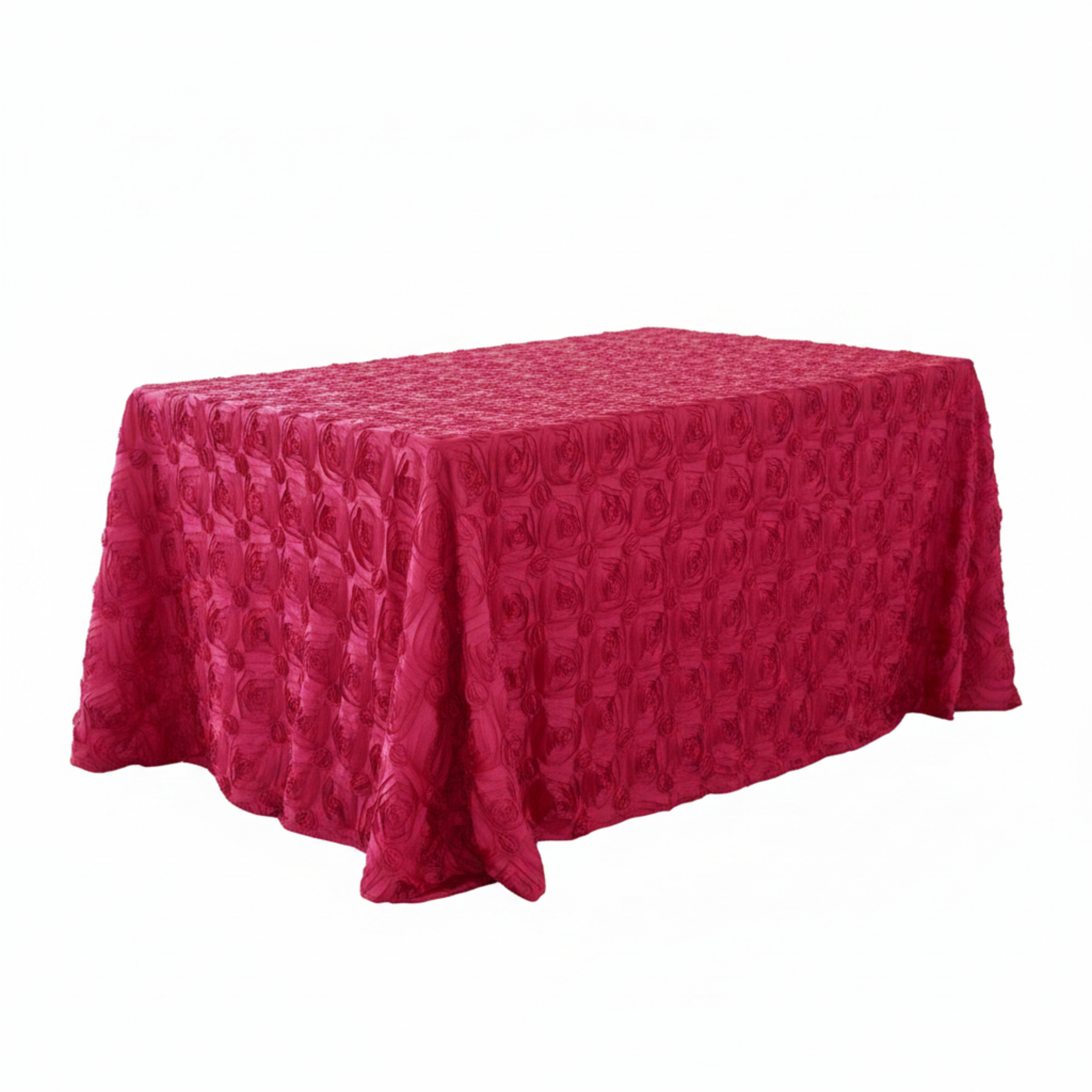 Wedding Rosette Satin Rectangular Tablecloth - Fuchsia