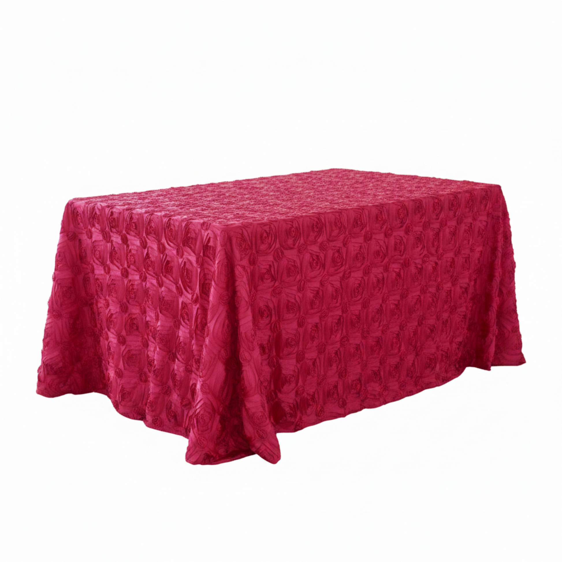 Wedding Rosette Satin Rectangular Tablecloth - Fuchsia