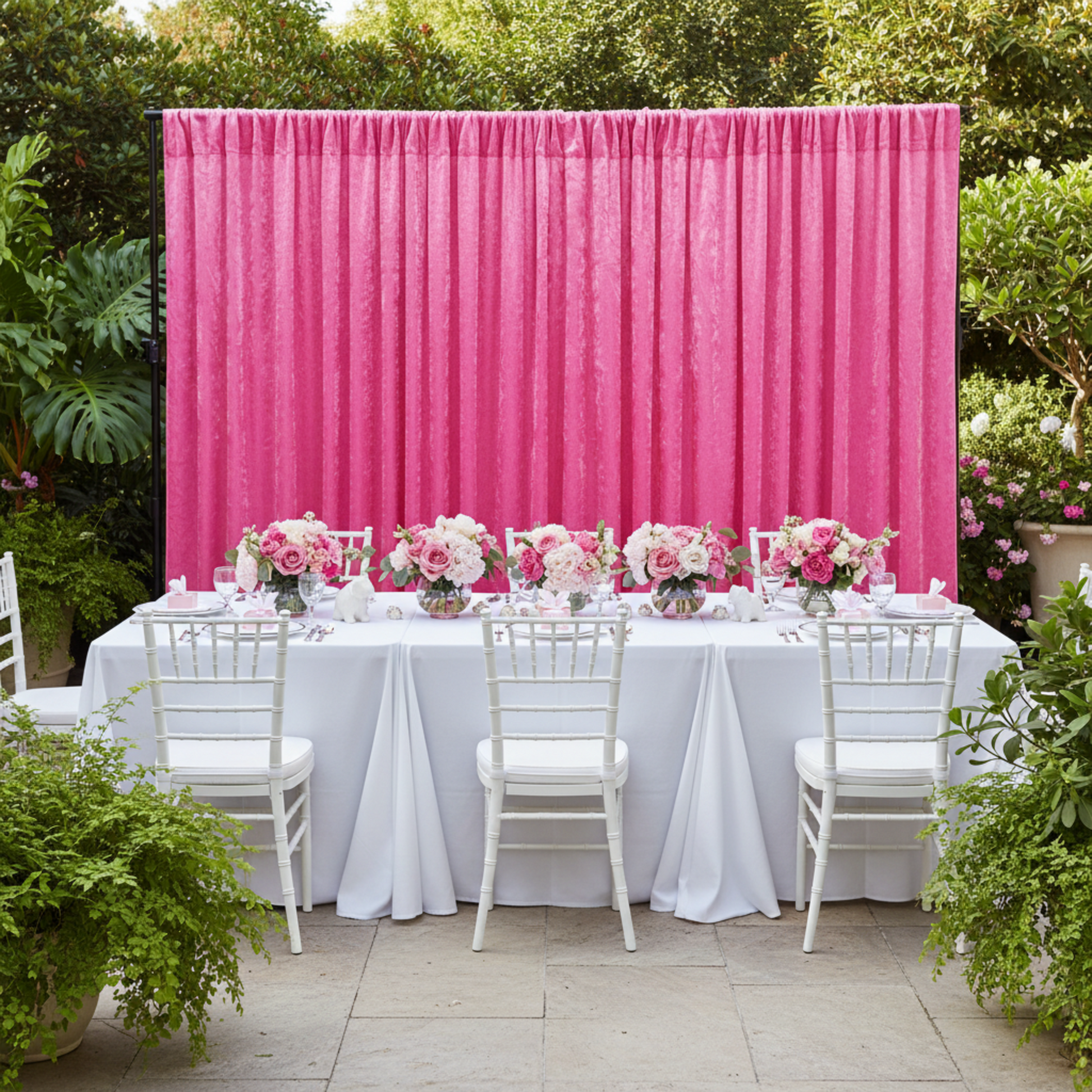 Full Fuchsia Velvet Wall Outdoor Terrace
