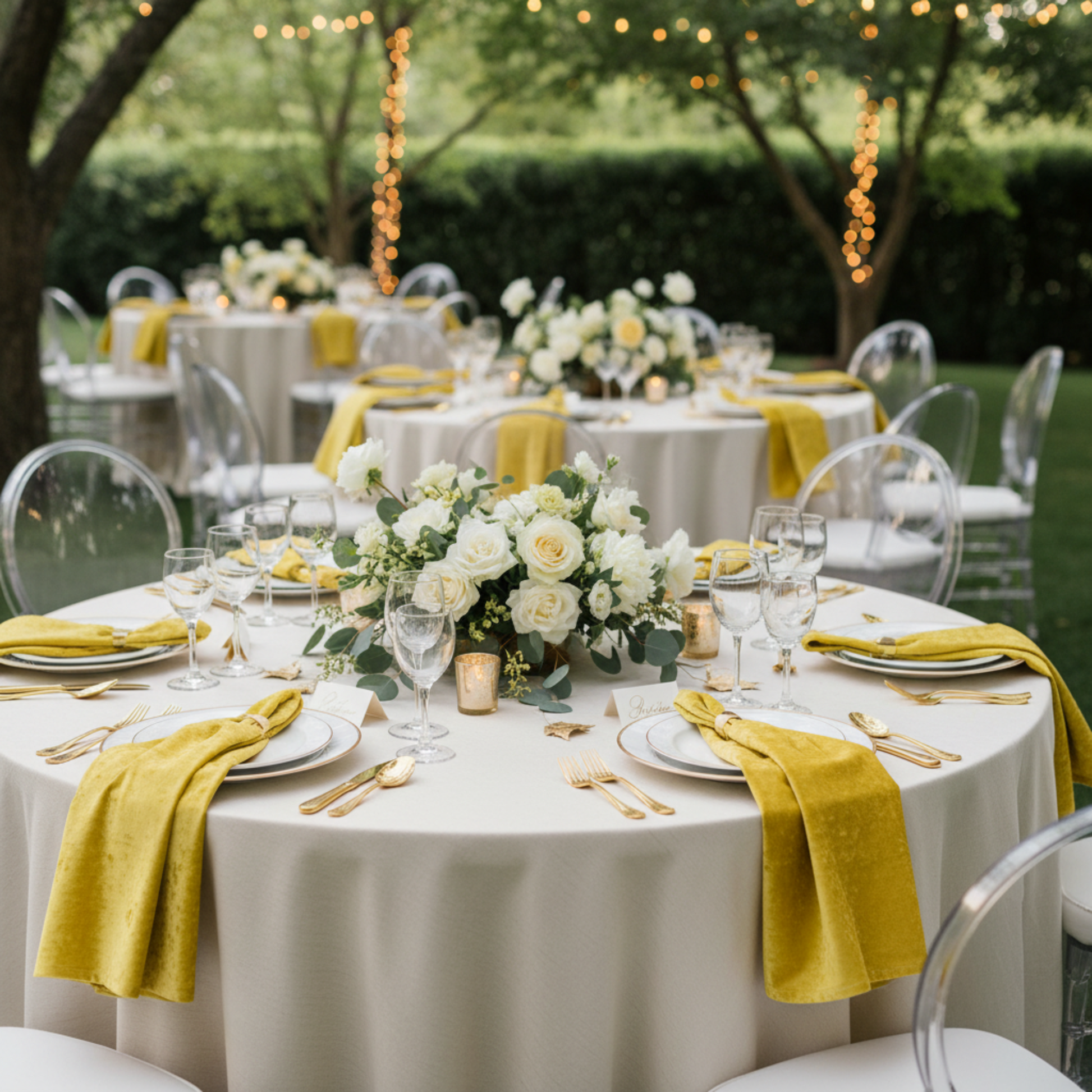 Garden Event Lifestyle Canary Yellow 20x20 Velvet Linen Napkin 