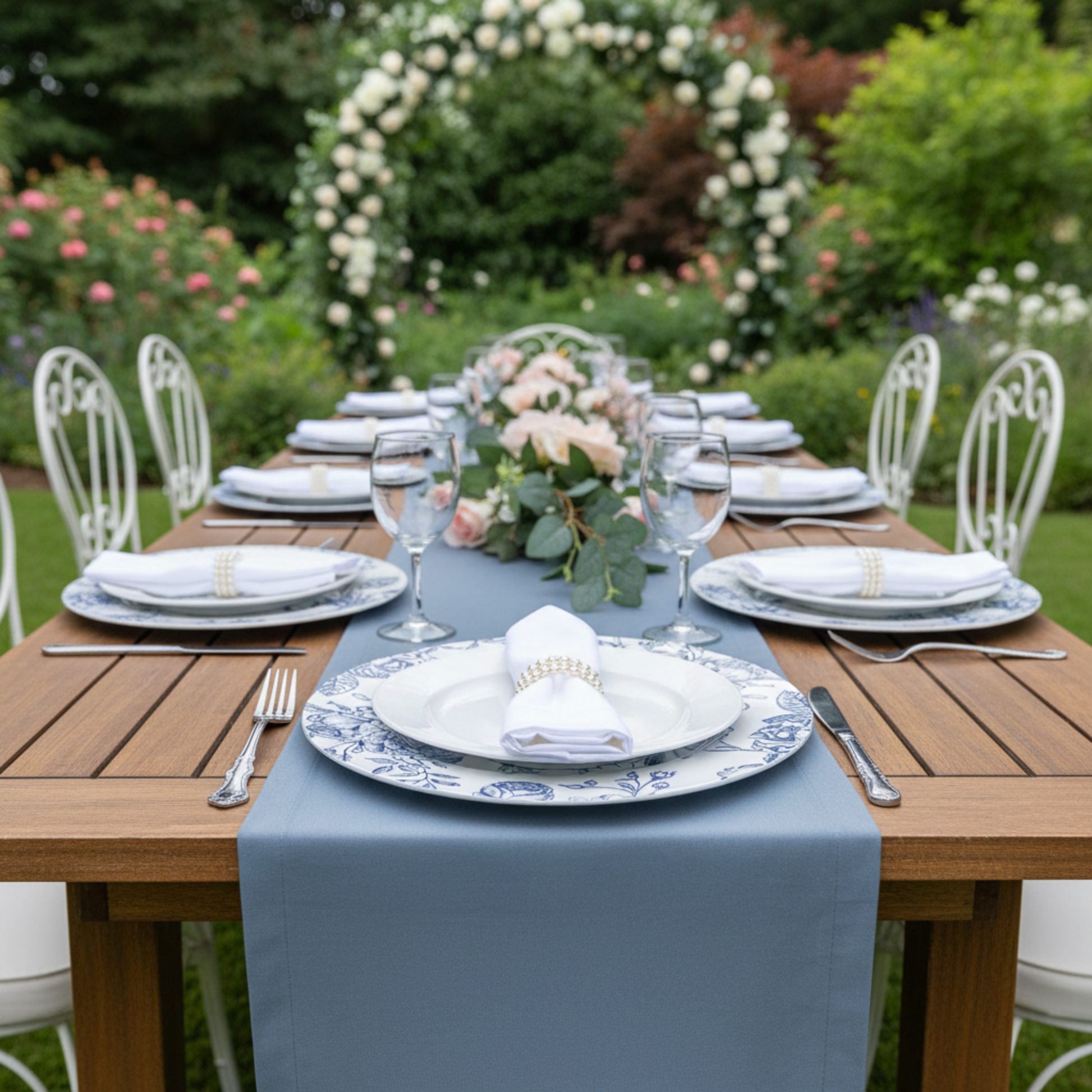 242 ジャネットデルファイトブルー チャイルドプレート4p French Toile Acrylic Charger Plate - Blue - CV Linens™– CV Linens