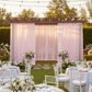 Garden wedding reception pergola pink voile drape
