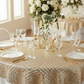 Geometric Glitz Art Deco Sequin Table Overlay Topper 72"x72" Square - Gold.