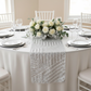 Geometric Glitz Art Deco Sequin Table Runner - Silver.
