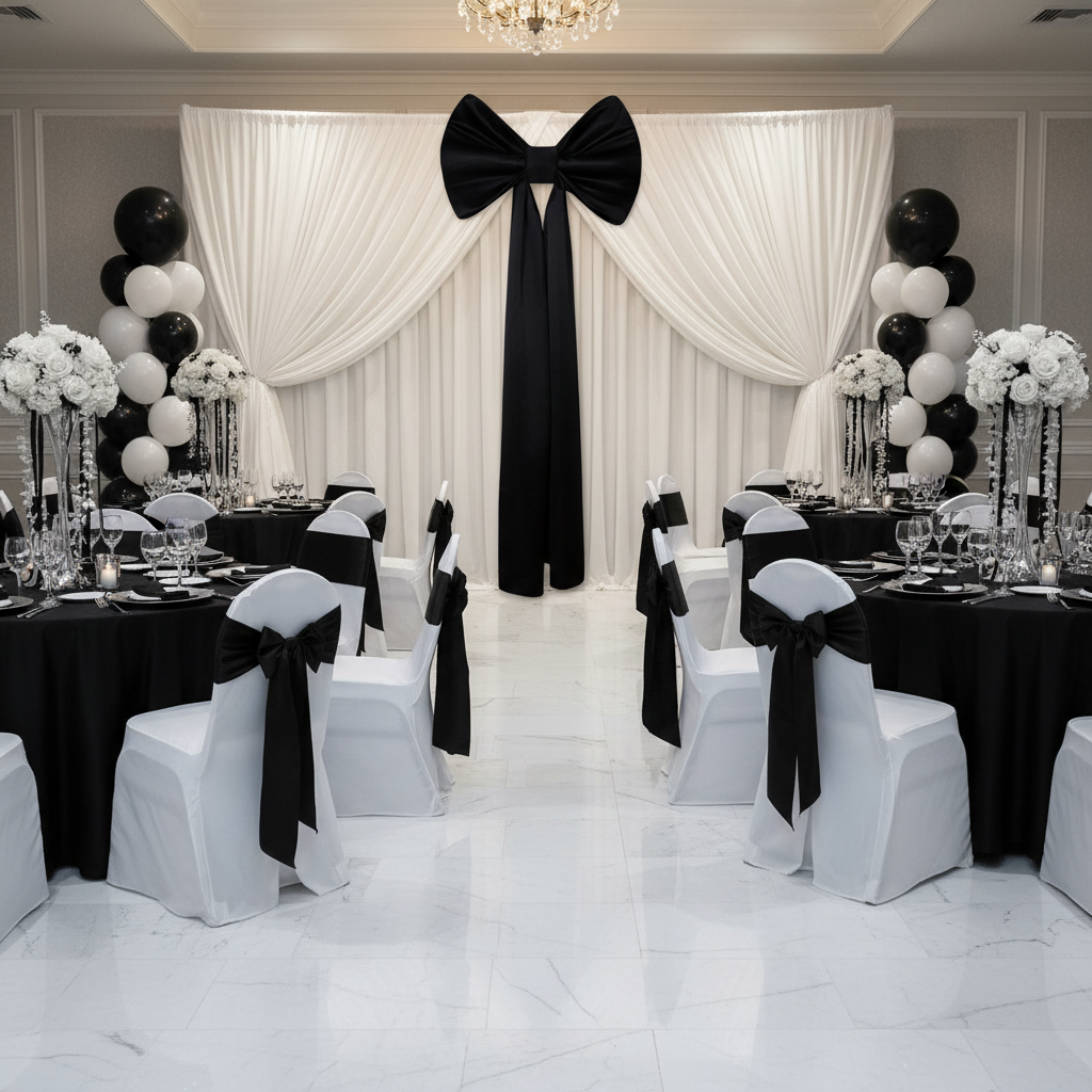 Giant Fabric Bow for Backdrop - Black.