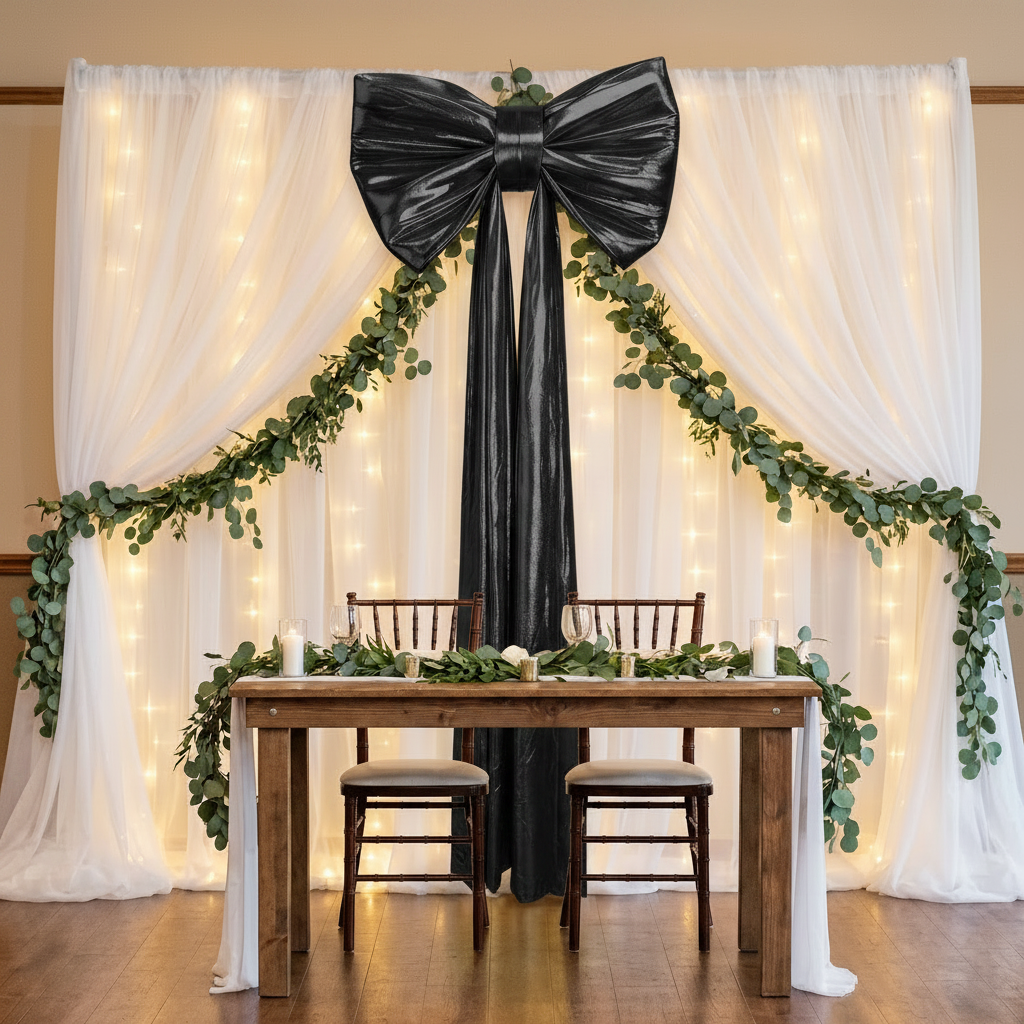 Giant Fabric Bow - Metallic Black - Sweetheart Table
