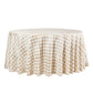Gingham Checkered Polyester 120" Round Tablecloth - Beige & White - White Background
