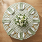 Gingham Checkered Polyester 120" Round Tablecloth - Olive Green & White - Top View