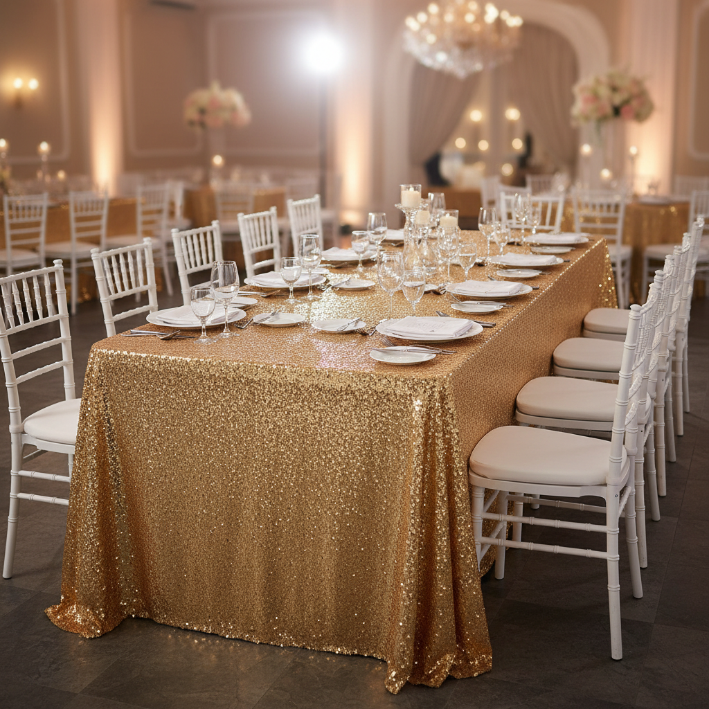 Glitz Sequin Mesh Net Tablecloth  90