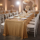 Glitz Sequin Mesh Net Tablecloth  90"x156" Rectangular -  Gold with Chiavari White Chairs.