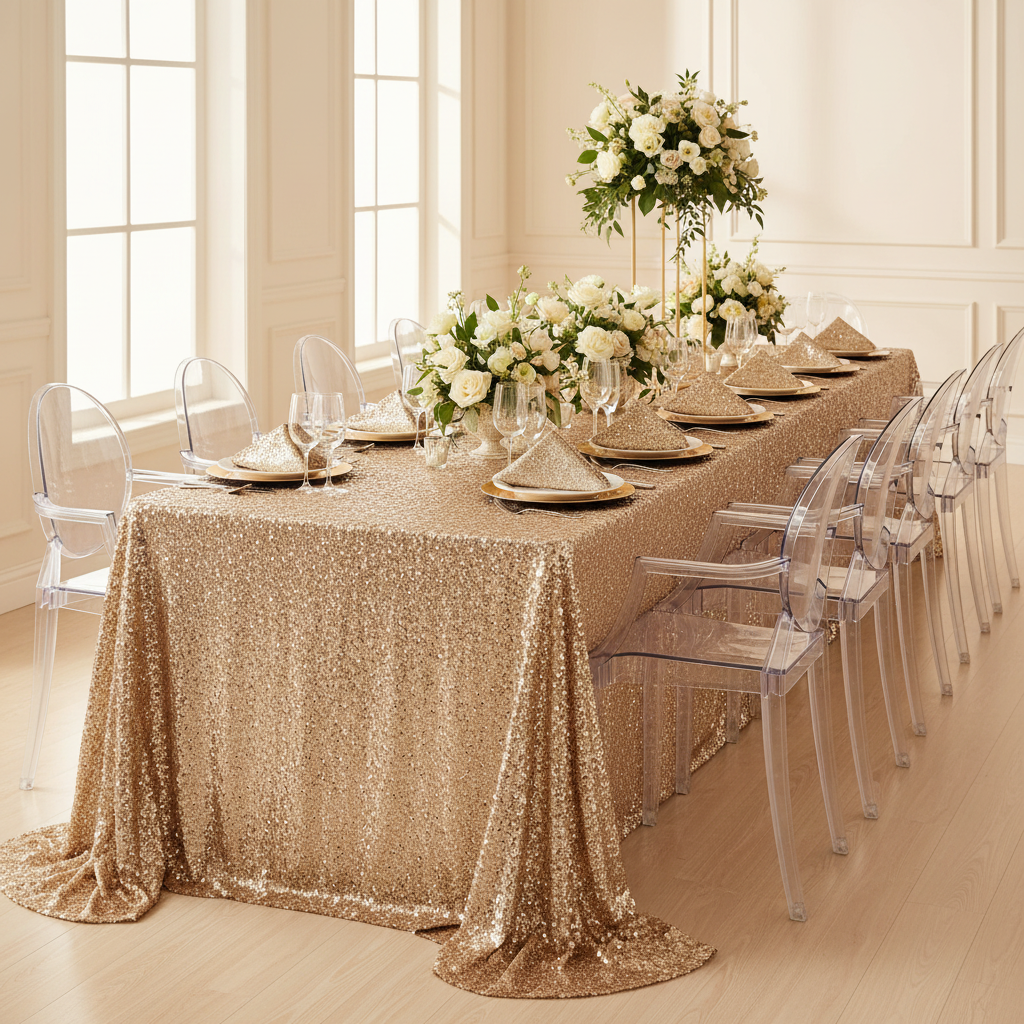 Glitz Sequin Napkin 20"x20" - Champagne.
