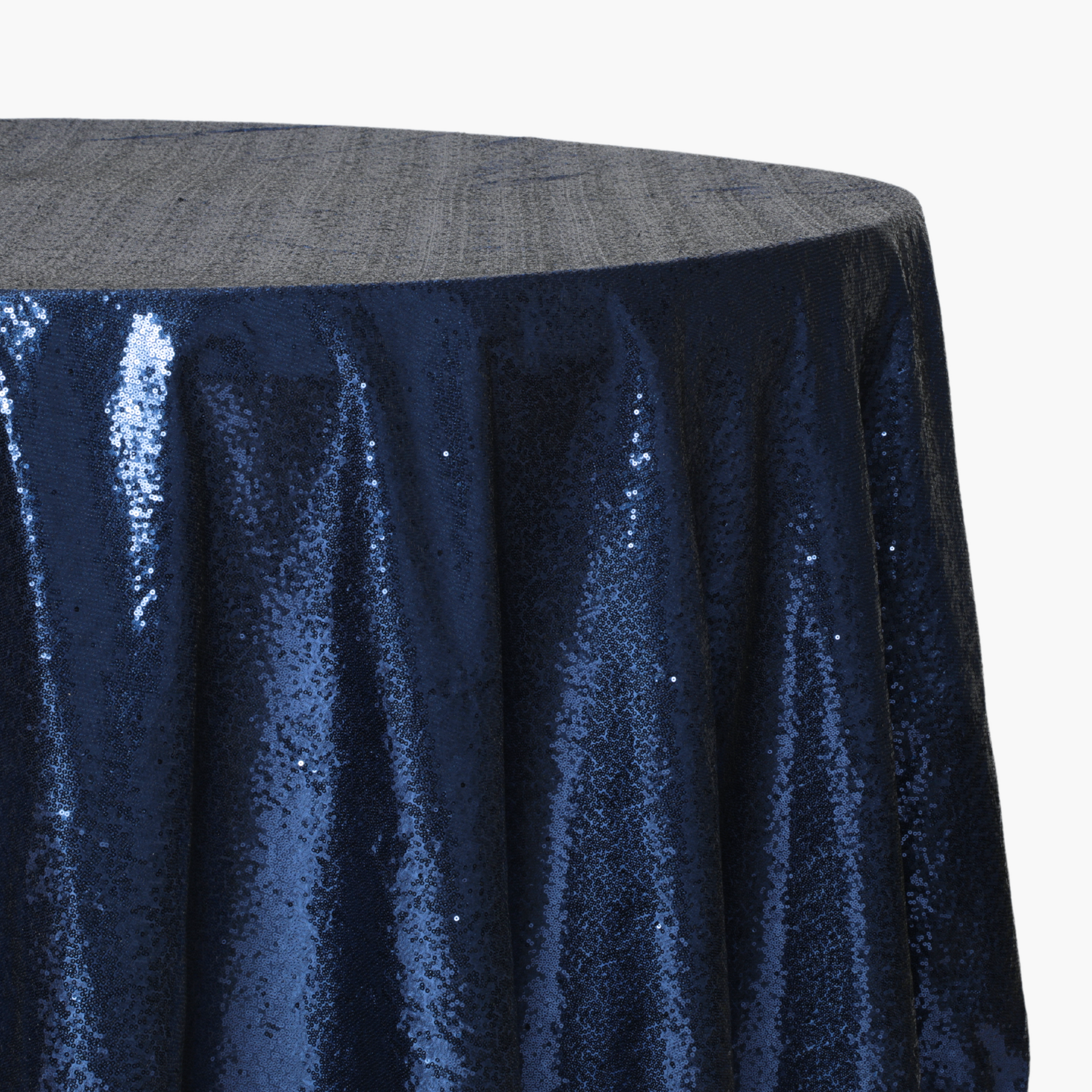 Glitz Sequins 120" Round Tablecloth - Navy Blue (New Tone)