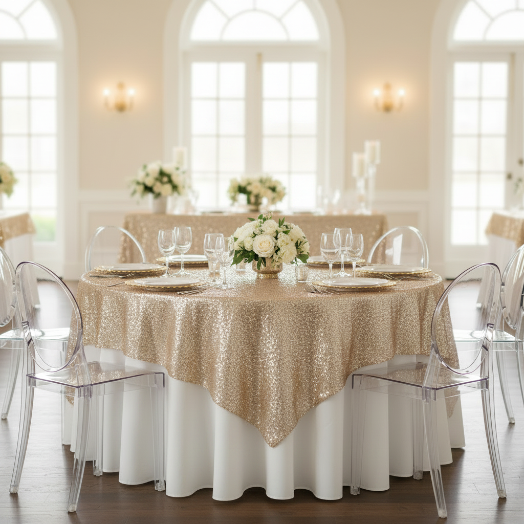 Glitz Sequin Table Overlay Topper 72