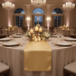 Satin Table Runner - Gold Antique with Chiavari Gold Chairs.