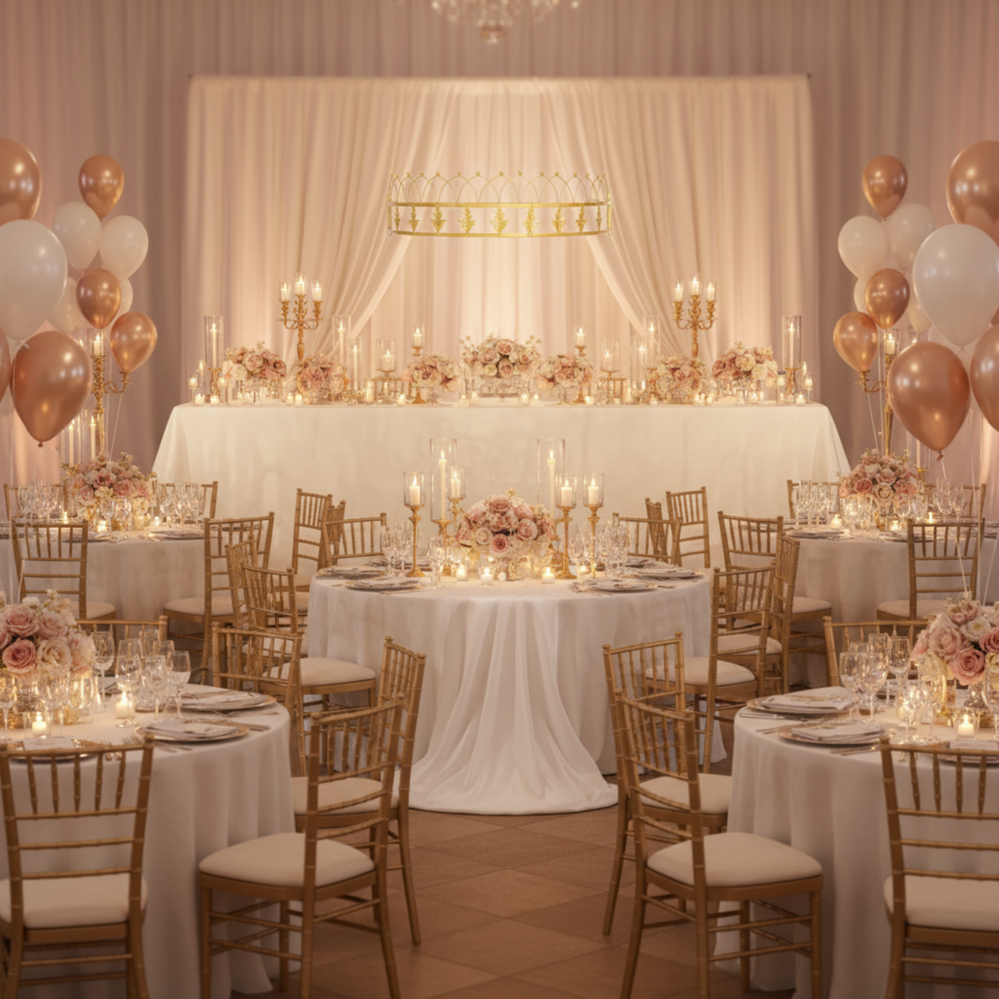 Gold Crown Canopy Indoor Birthday