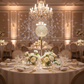 Gold crystal bowl centerpiece indoor wedding reception