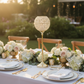 Gold crystal centerpiece outdoor wedding reception