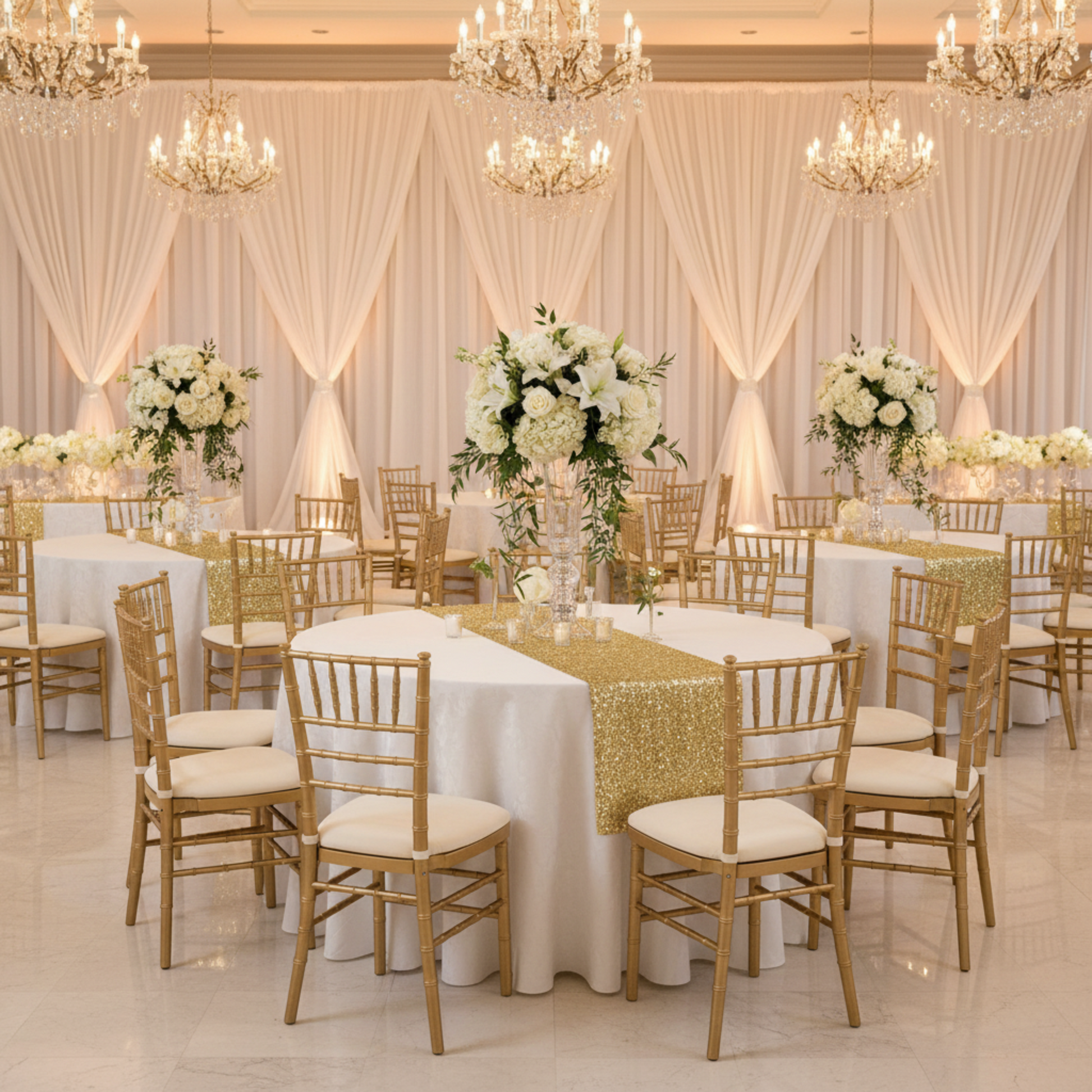 Gold Glitz Sequin Table Runner – Indoor Wedding