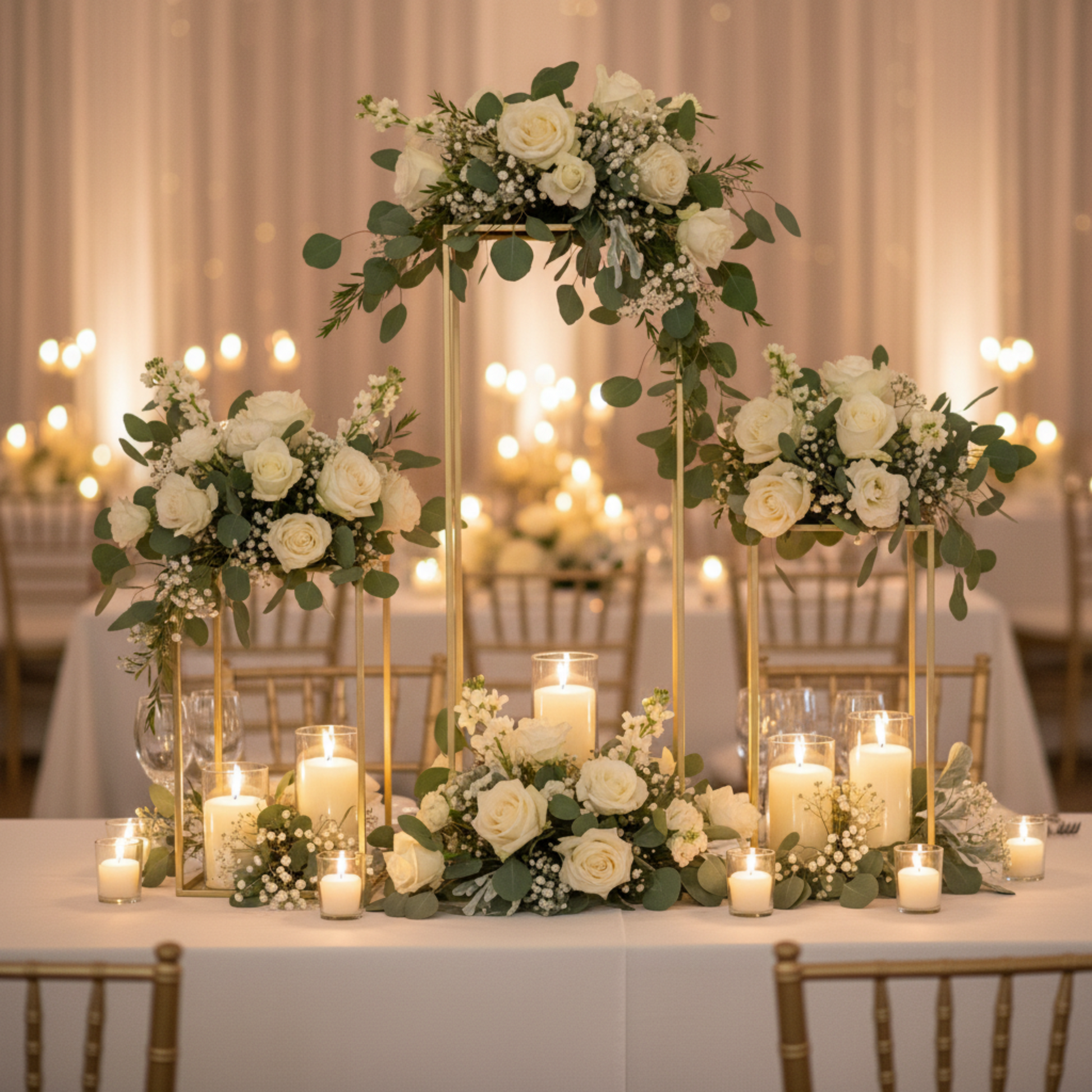 Gold Metal Frame Centerpieces