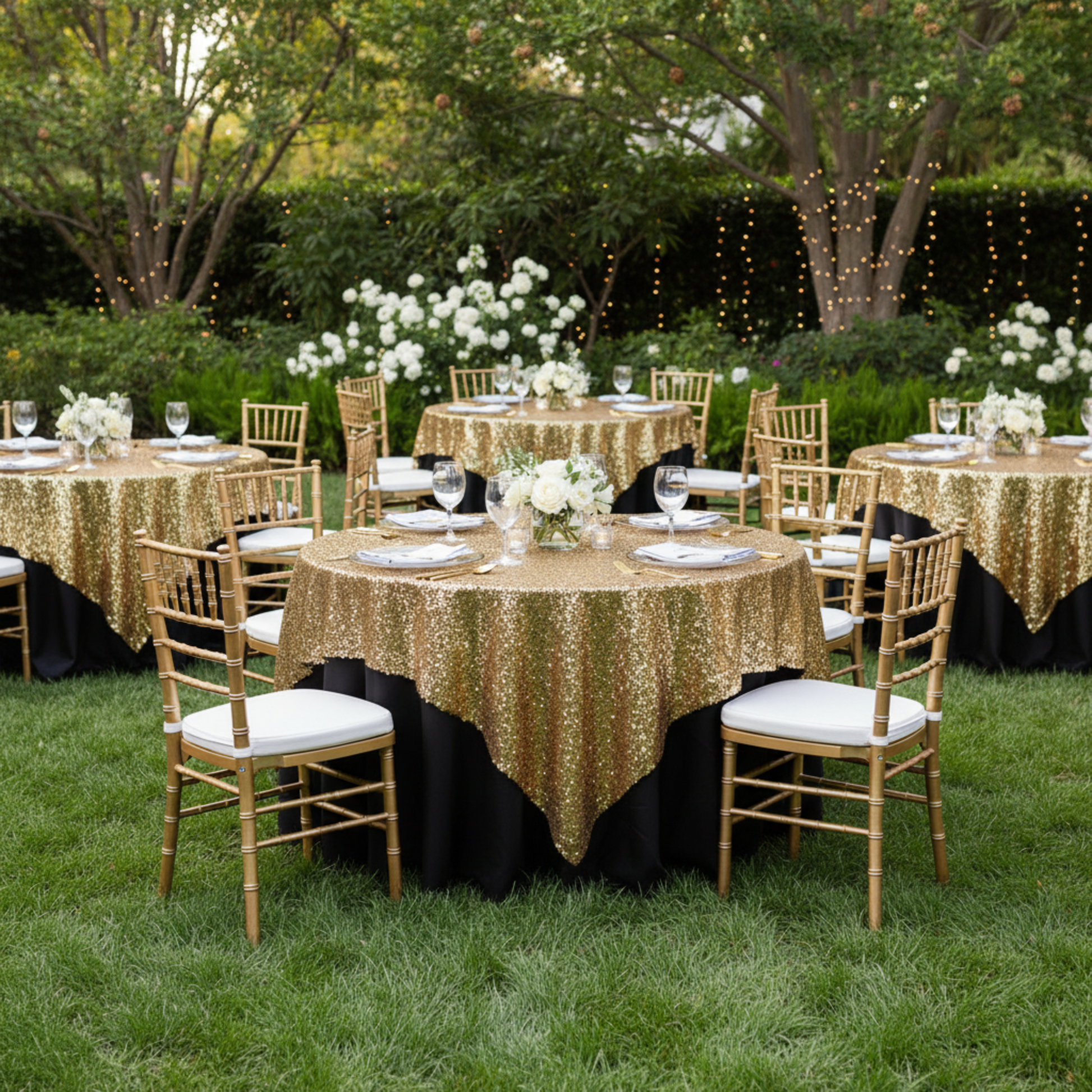 Gold Glitz Sequin Overlay 90x90 – Outdoor