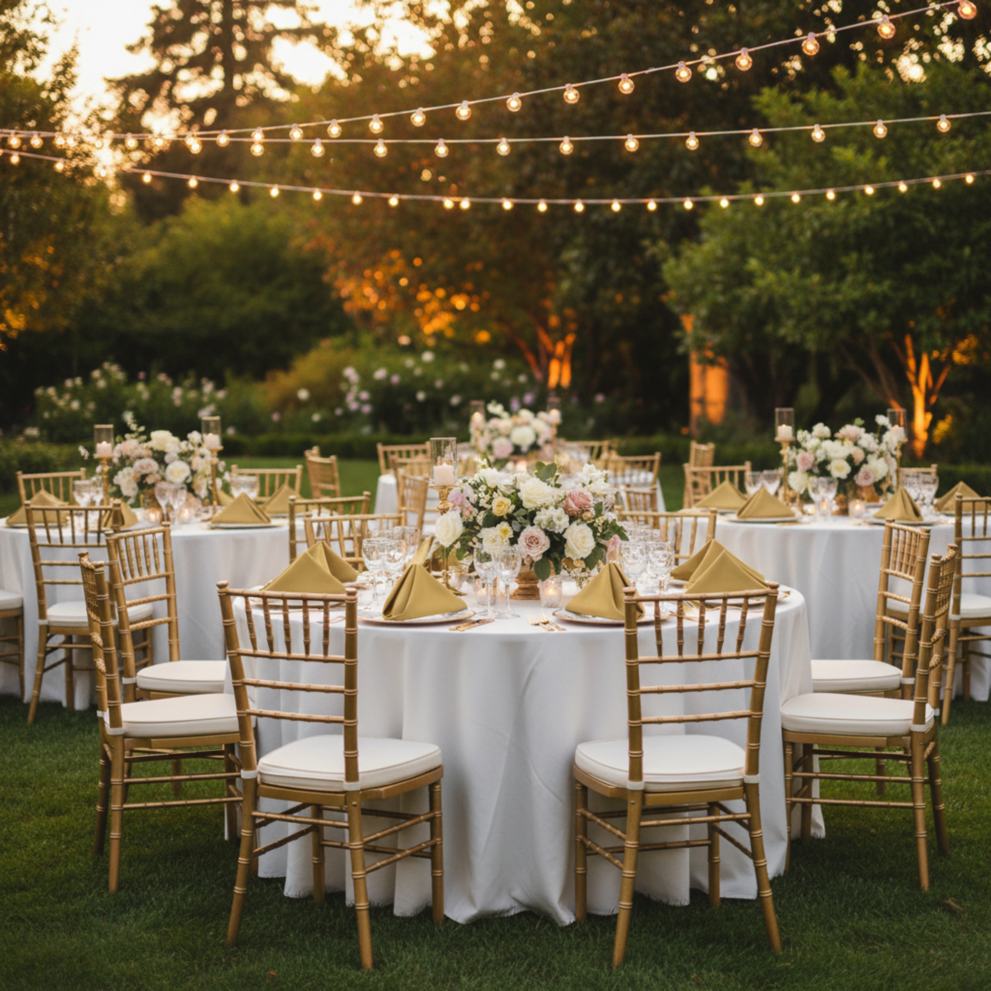 Gold Taffeta Napkin – Outdoor Wedding Reception