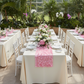 Greenhouse botanical garden top view ivory tablecloth