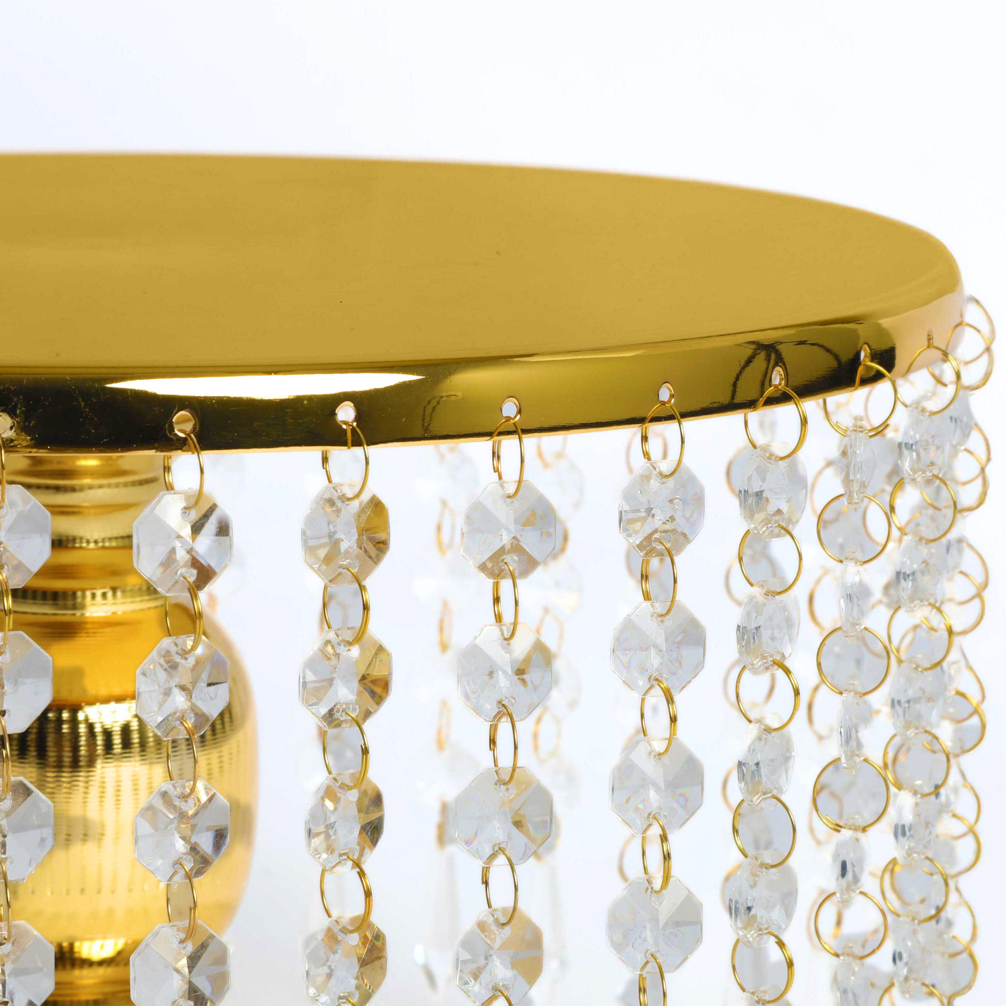 Hanging Crystal Cake Stand Pedestal Riser 12 Round Gold CV Linens Hanging Crystal Cake Stand Pedestal Riser 12 Round Gold CV Linens